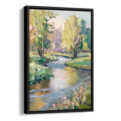 Riverside Artistic Riverfront Side - Black Canvas Wall Art