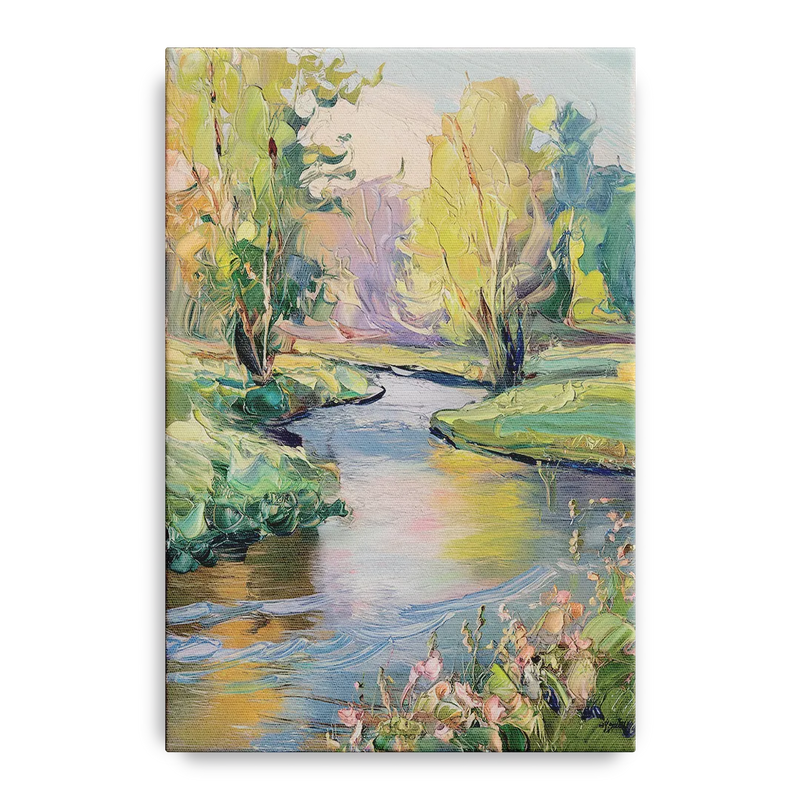 Riverside Artistic Riverfront Front - Canvas Wall Art