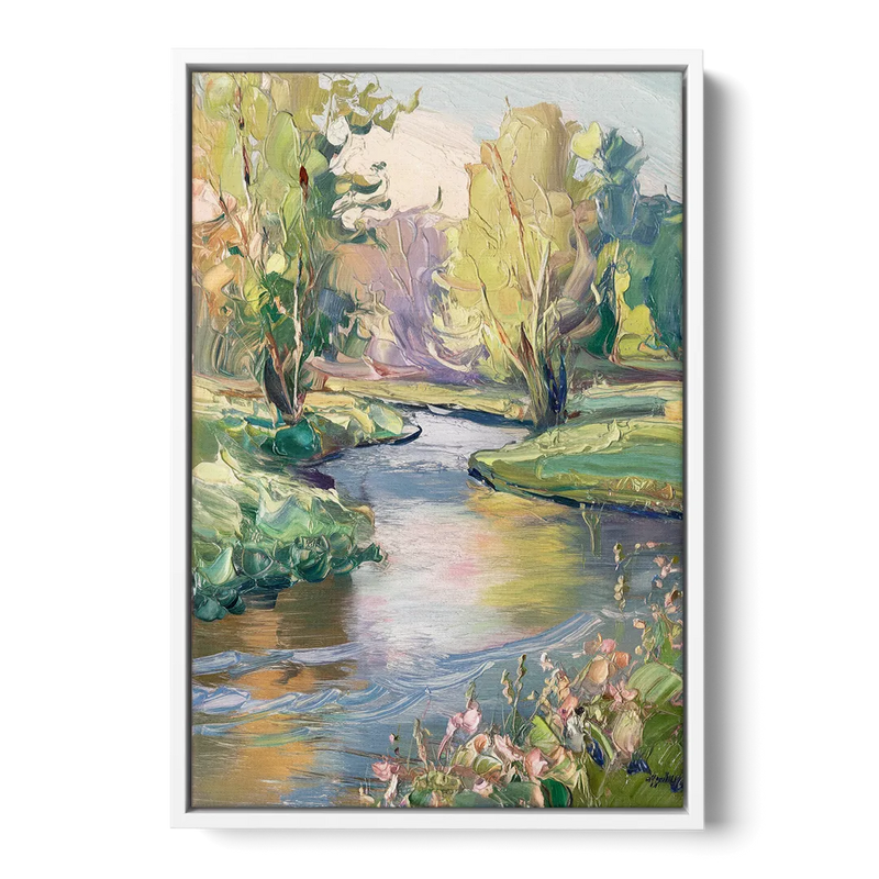 Riverside Artistic Riverfront Front - White Canvas Wall Art