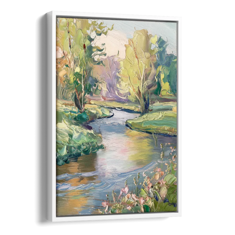 Riverside Artistic Riverfront Side - White Canvas Wall Art