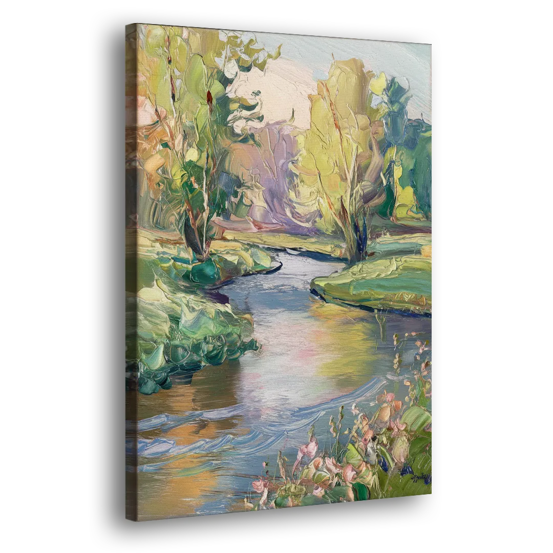 Riverside Artistic Riverfront Side - Canvas Wall Art