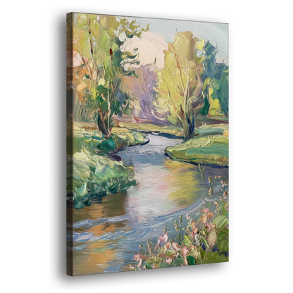 Riverside Artistic Riverfront Side - Canvas Wall Art