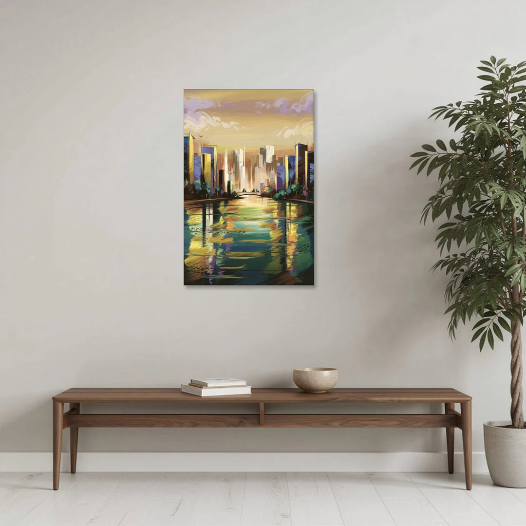 Riverside Downtown Skyline - Canvas Wall Art - Coffee Table - 24x36