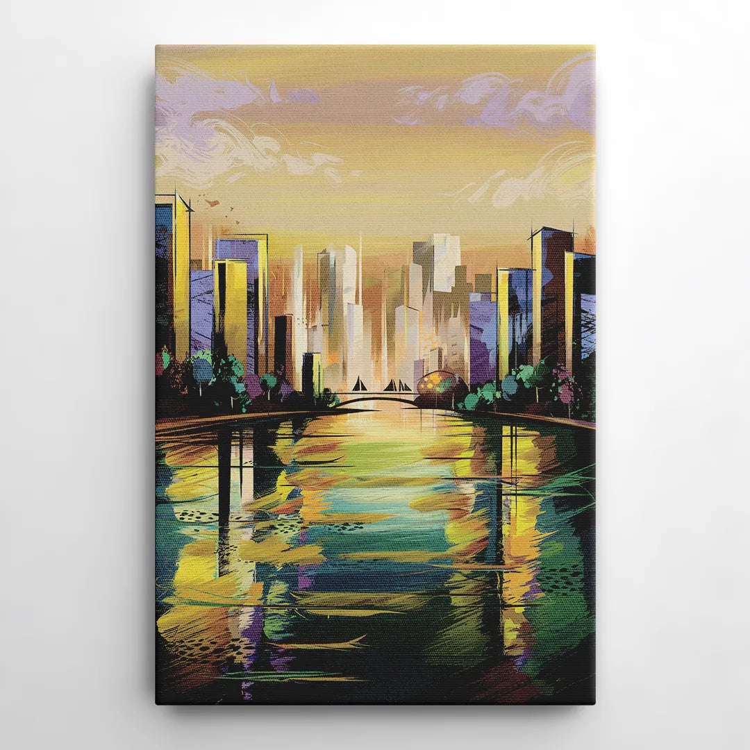 Riverside Downtown Skyline - Canvas Wall Art
