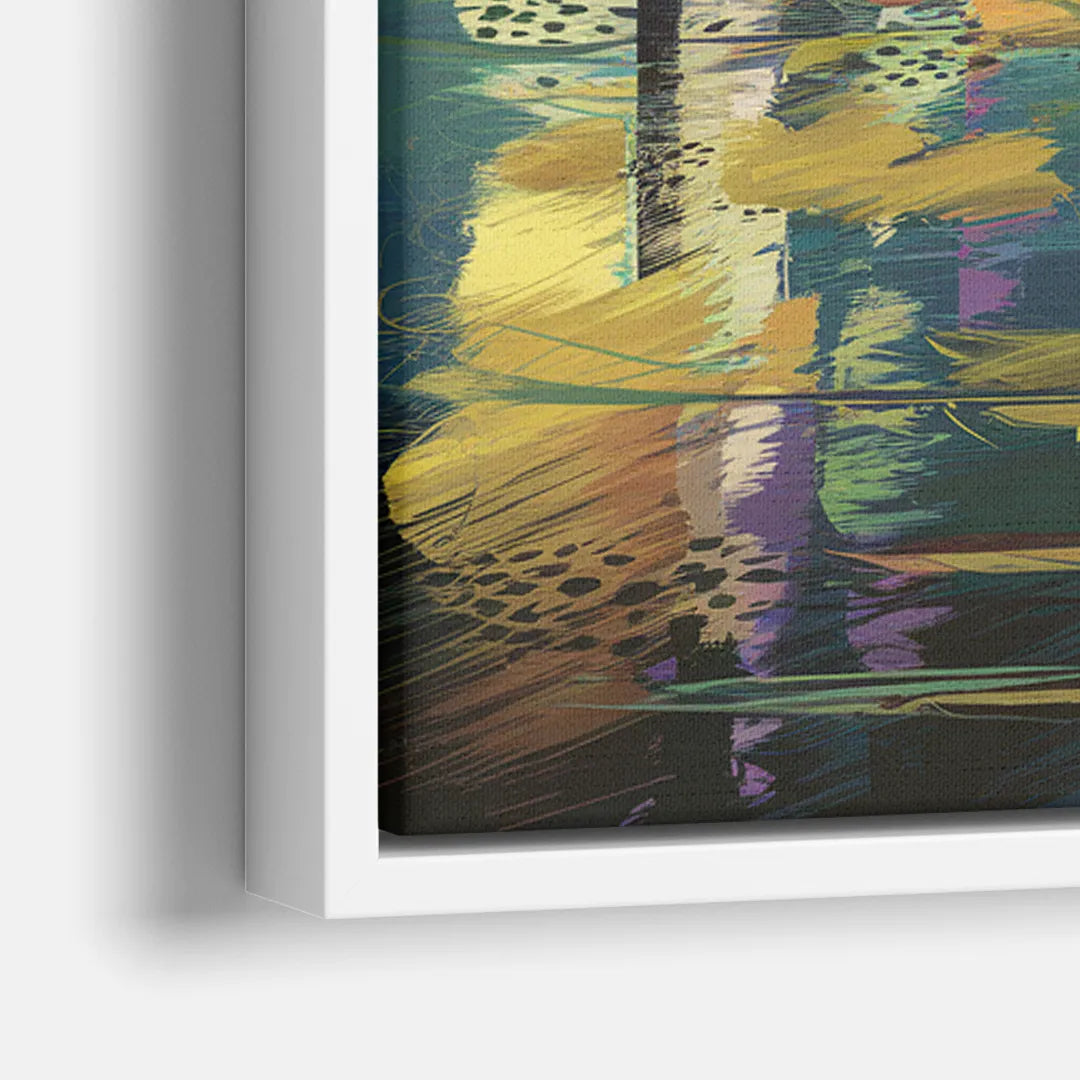 Riverside Downtown Skyline - Close-Up White Frame Canvas