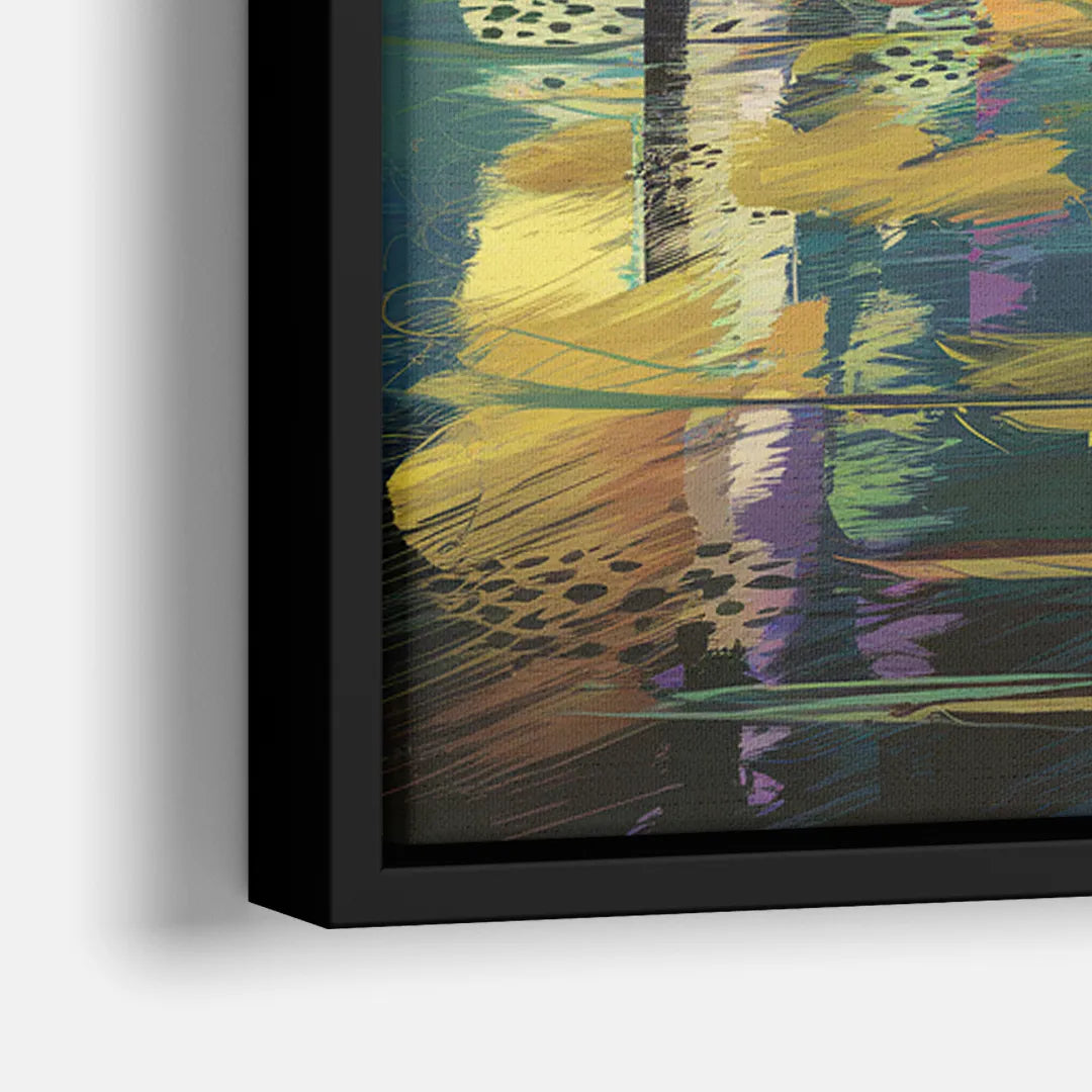 Riverside Downtown Skyline - Close-Up Black Frame Canvas