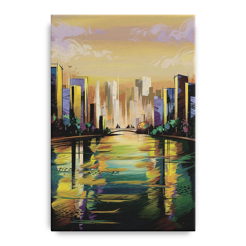 Riverside Downtown Skyline Front - Canvas Wall Art