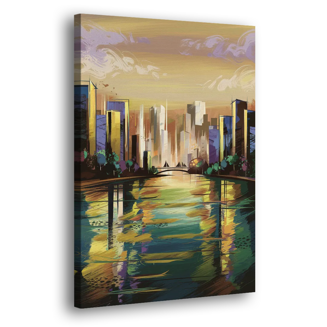 Riverside Downtown Skyline Side - Canvas Wall Art