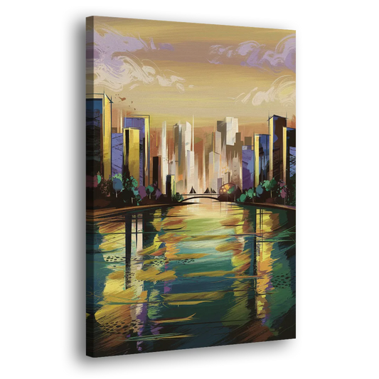 Riverside Downtown Skyline Side - Canvas Wall Art