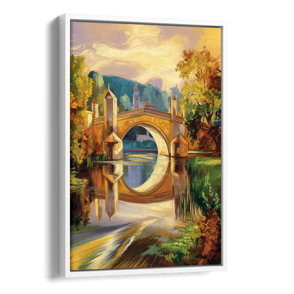Riverside Historic Bridges Side - White Canvas Wall Art