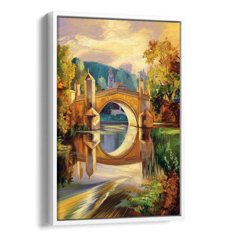 Riverside Historic Bridges Side - White Canvas Wall Art