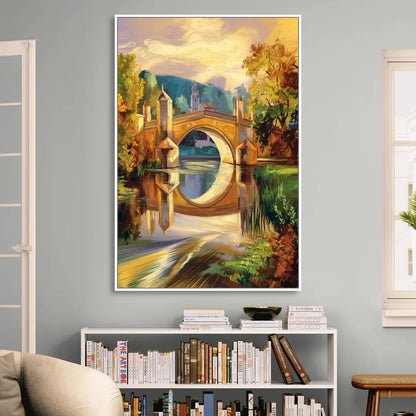 Riverside Historic Bridges Living Room - White Canvas Wall Art