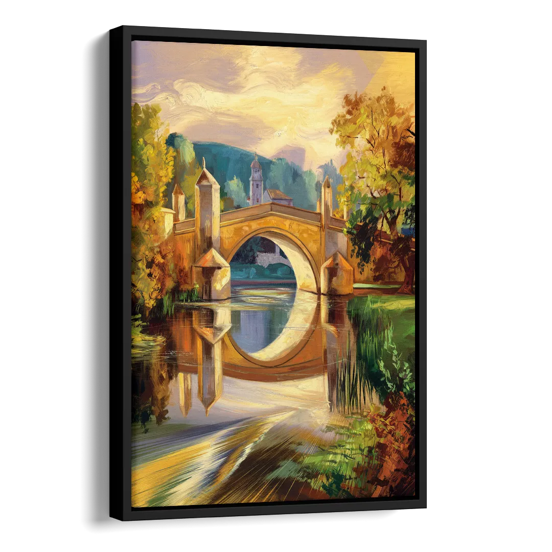 Riverside Historic Bridges Side - Black Canvas Wall Art