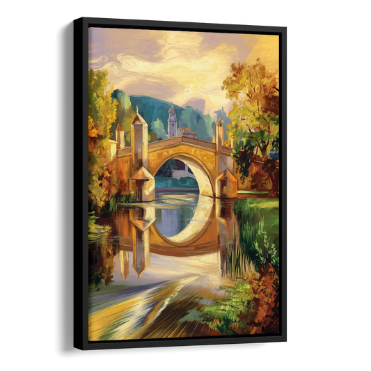 Riverside Historic Bridges Side - Black Canvas Wall Art