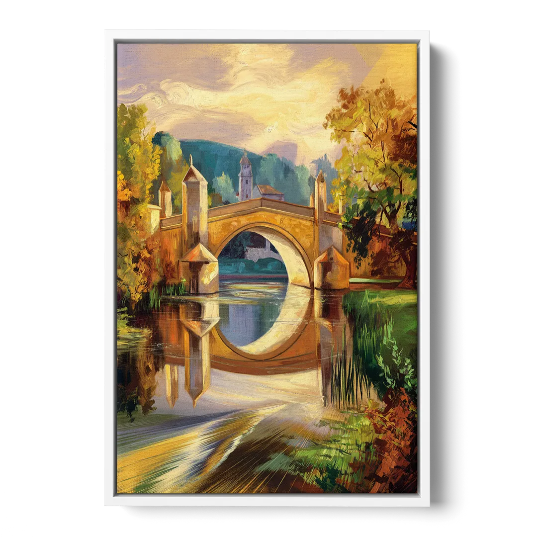 Riverside Historic Bridges Front - White Canvas Wall Art