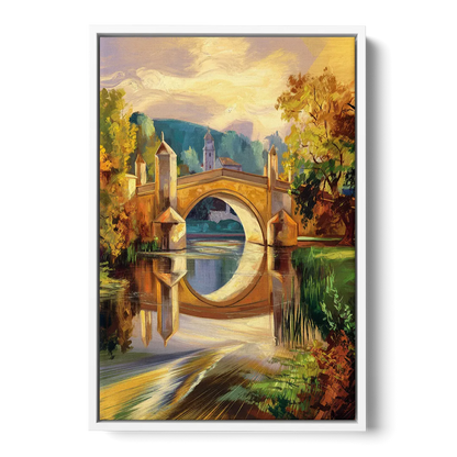 Riverside Historic Bridges Front - White Canvas Wall Art