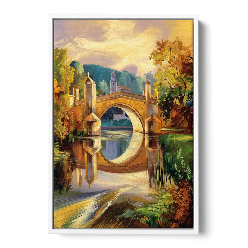 Riverside Historic Bridges Front - White Canvas Wall Art