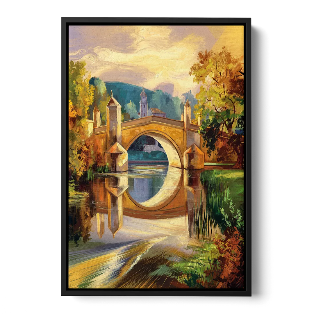 Riverside Historic Bridges Front - Black Canvas Wall Art