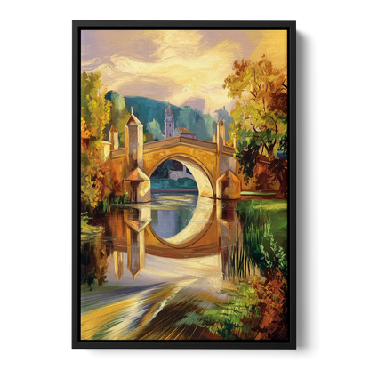 Riverside Historic Bridges Front - Black Canvas Wall Art