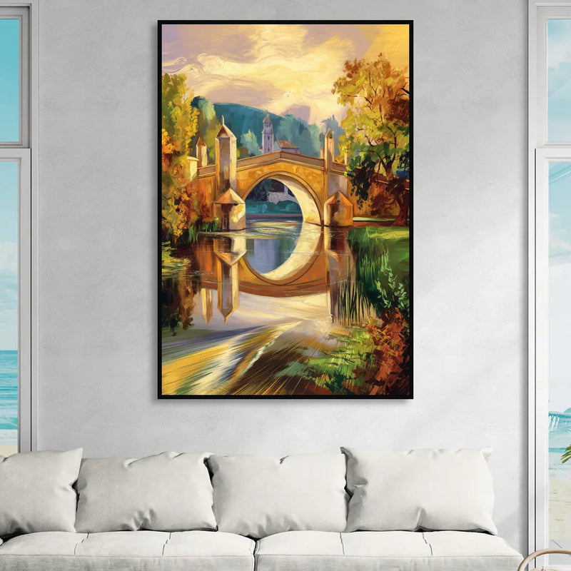 Riverside Historic Bridges Sitting Room - Black Canvas Wall Art