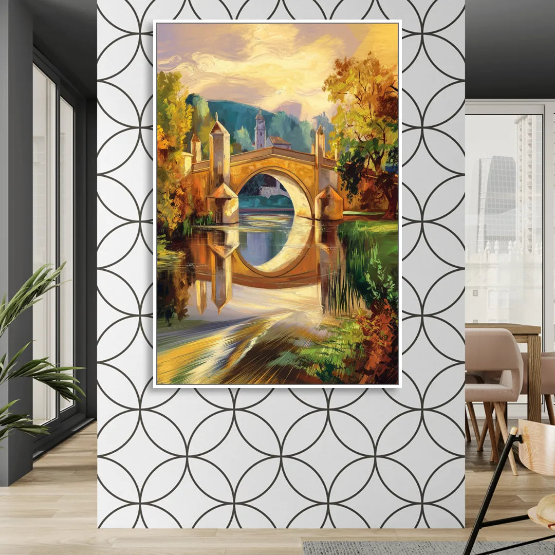 Riverside Historic Bridges Sitting Room - White Canvas Wall Art