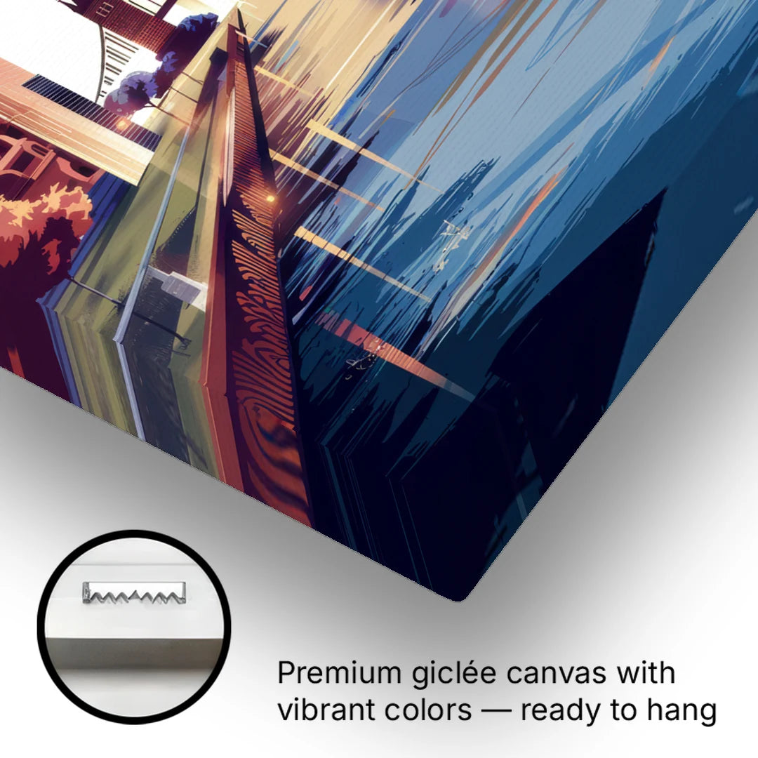 Riverside Iconic Landmarks - Canvas Wall Art - Gallery Wrap Corner
