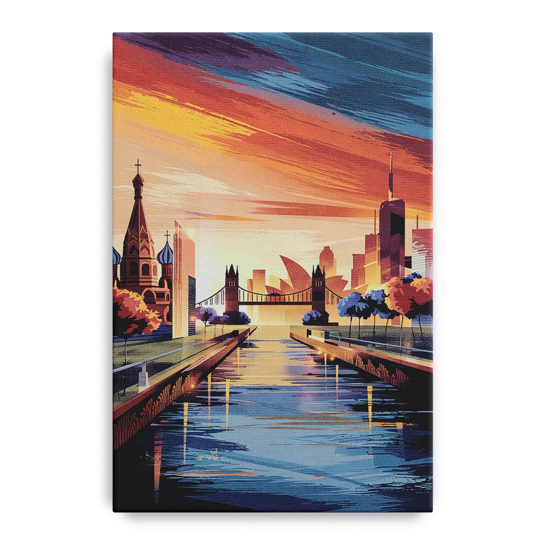 Riverside Iconic Landmarks Front - Canvas Wall Art
