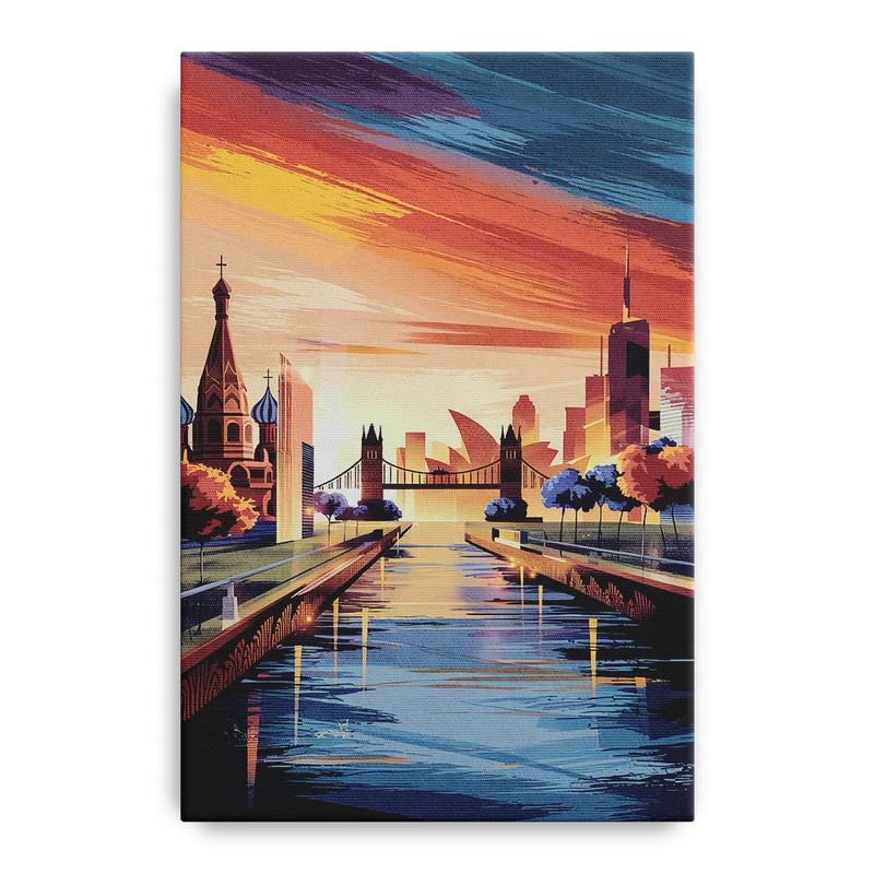 Riverside Iconic Landmarks Front - Canvas Wall Art