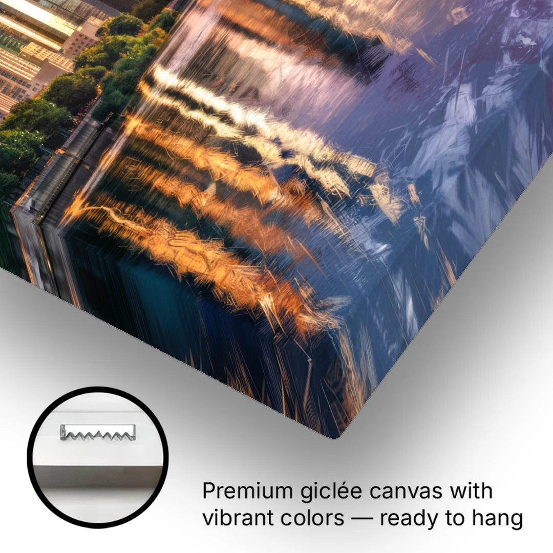 Riverside Modern Cityscape - Canvas Wall Art - Gallery Wrap Corner