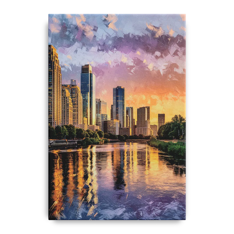 Riverside Modern Cityscape Front - Canvas Wall Art