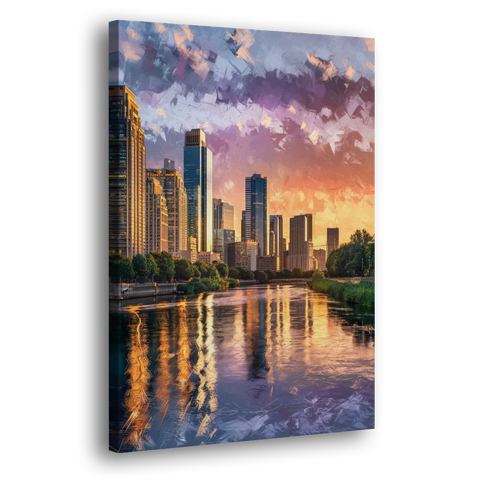Riverside Modern Cityscape - Canvas Wall Art