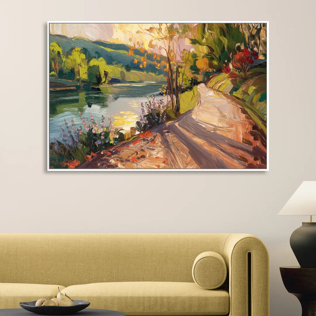 Riverside Nature Trails Living Room - White Canvas Wall Art