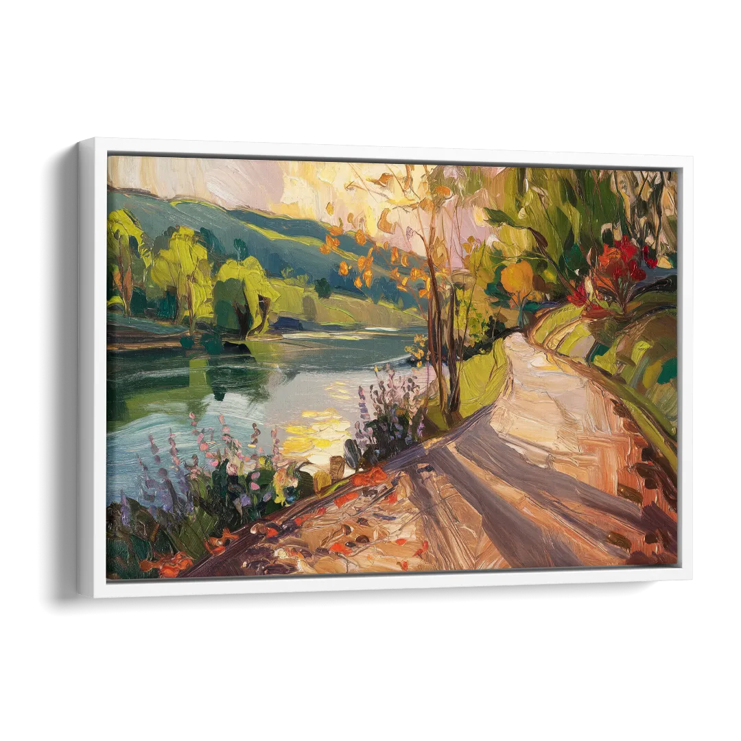 Riverside Nature Trails Side - White Canvas Wall Art