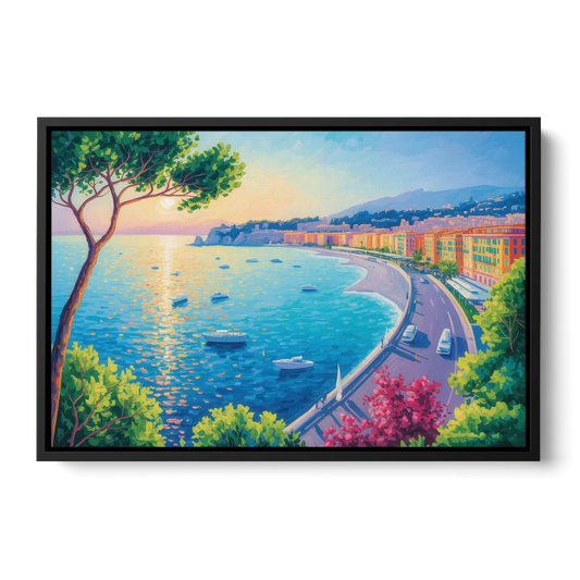 Riviera Reflections - Black Framed Canvas Wall Art - Front