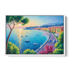 Riviera Reflections - White Framed Canvas Wall Art - Front
