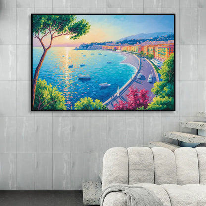 Riviera Reflections Living Room - Black Canvas Wall Art