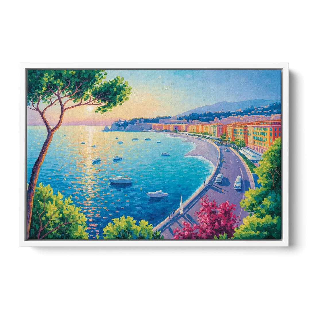 Riviera Reflections Front - White Canvas Wall Art