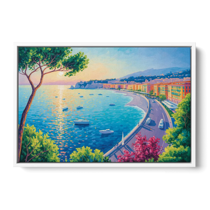 Riviera Reflections Front - White Canvas Wall Art