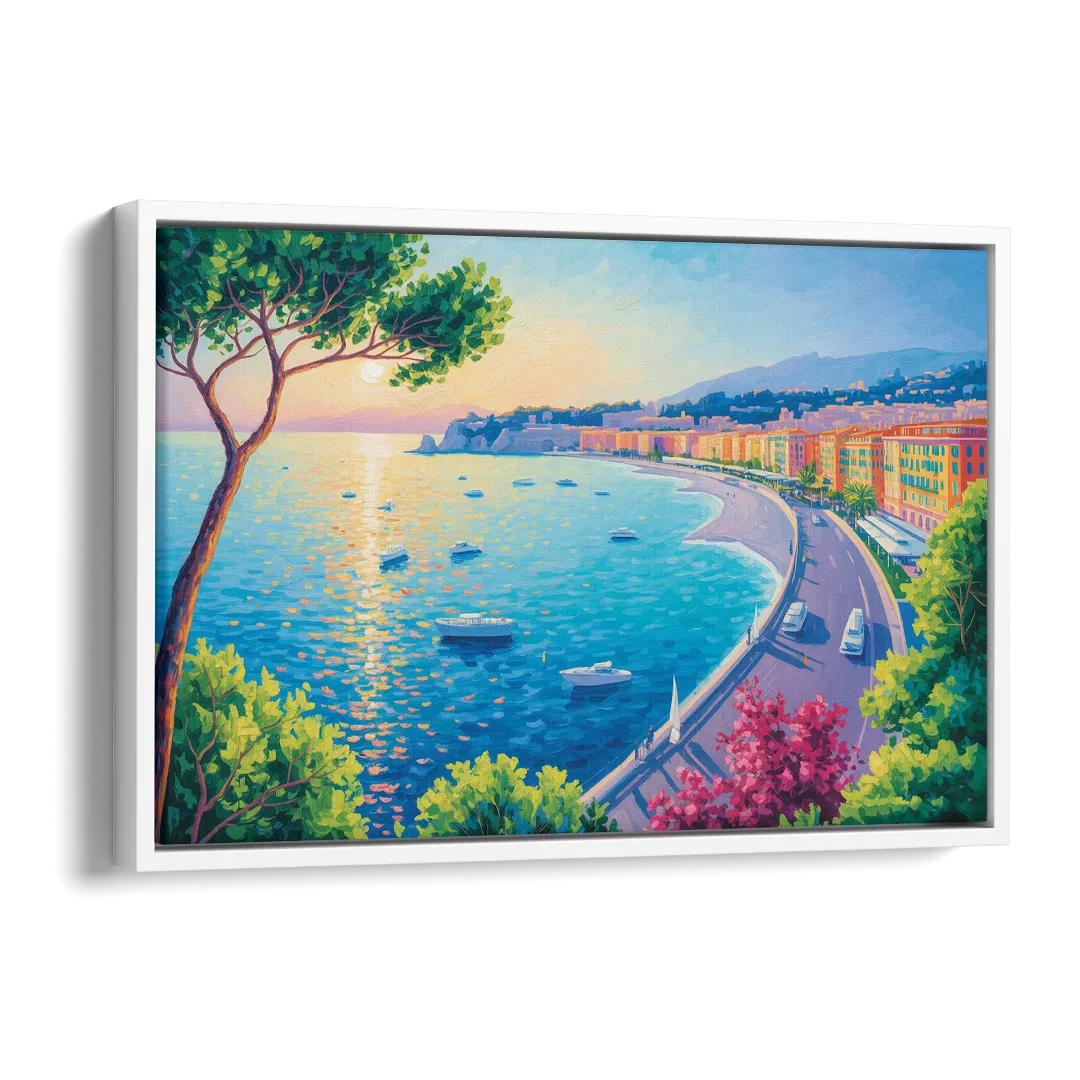 Riviera Reflections Side - White Canvas Wall Art