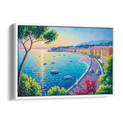 Riviera Reflections Side - White Canvas Wall Art