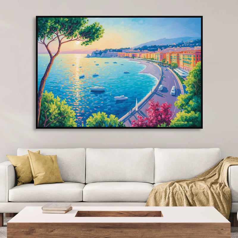 Riviera Reflections Sitting Room - Black Canvas Wall Art