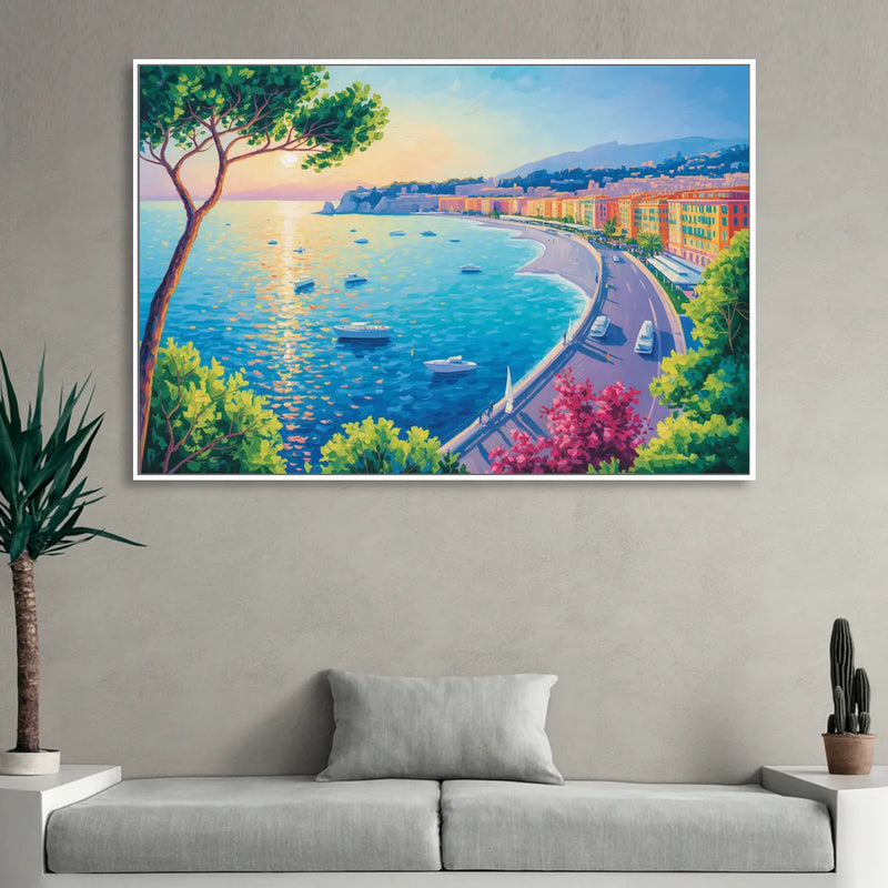 Riviera Reflections Sitting Room - White Canvas Wall Art