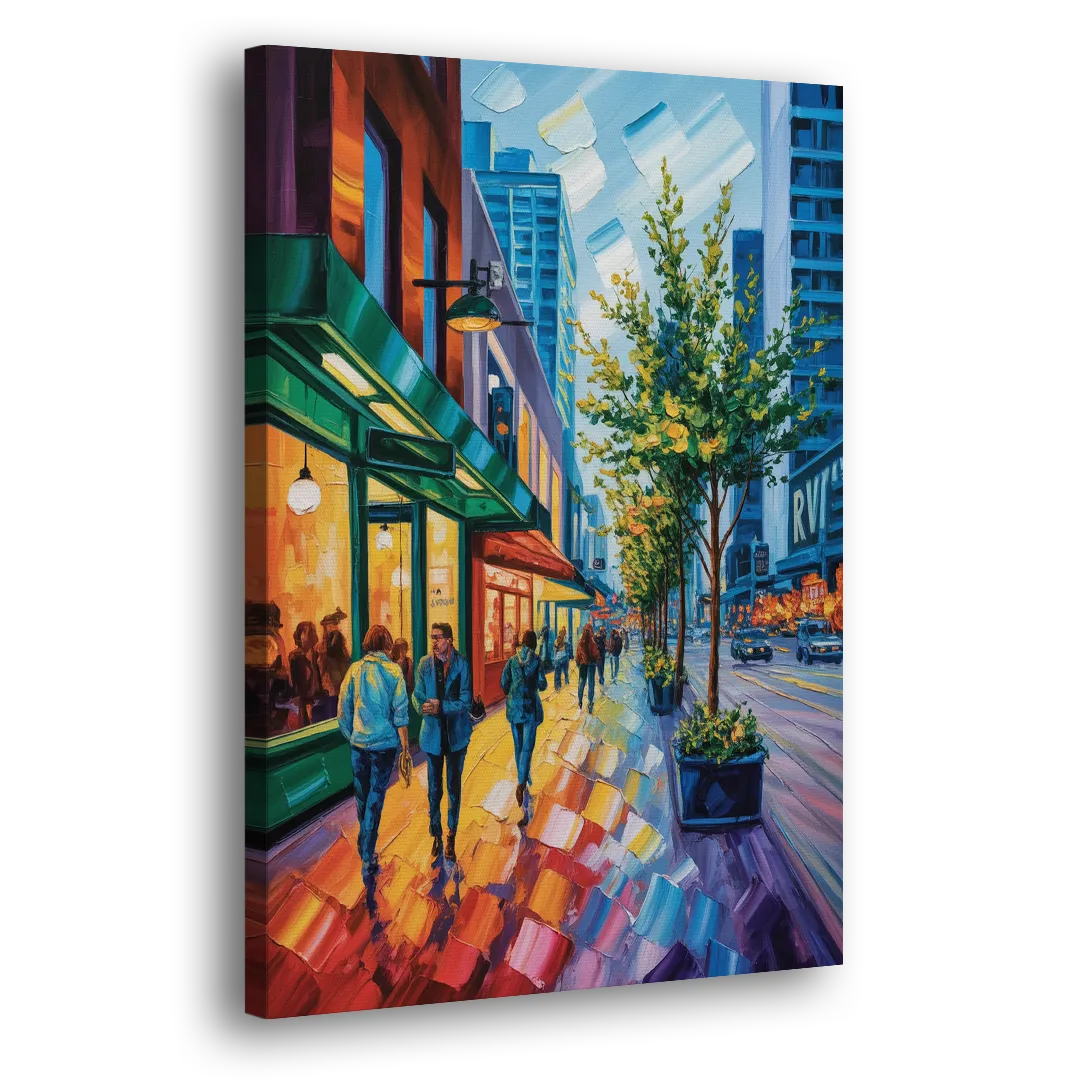 Robson Street Vancouver Side - Canvas Wall Art