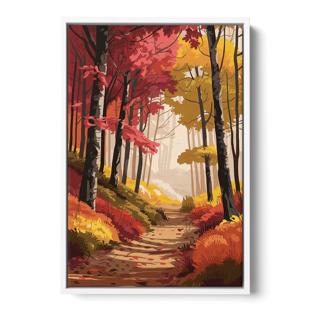 Rochester Autumn Foliage Front - White Canvas Wall Art