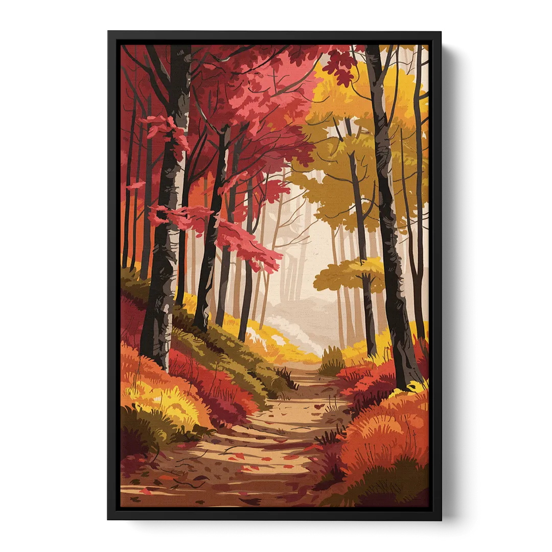 Rochester Autumn Foliage Front - Black Canvas Wall Art