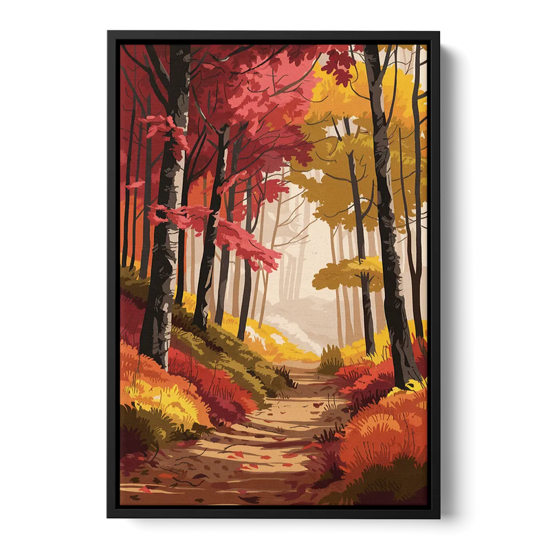 Rochester Autumn Foliage Front - Black Canvas Wall Art