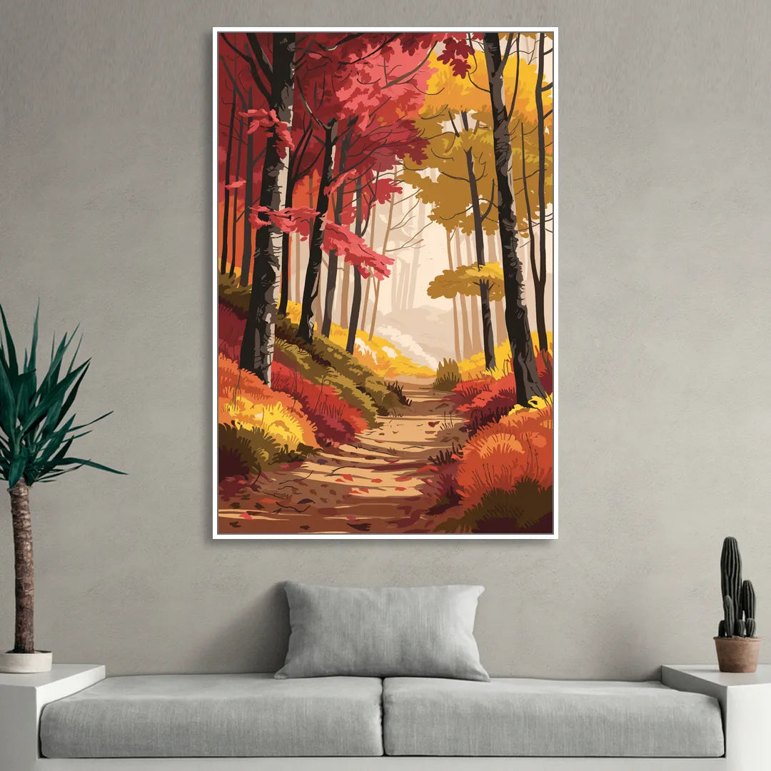 Rochester Autumn Foliage Sitting Room - White Canvas Wall Art