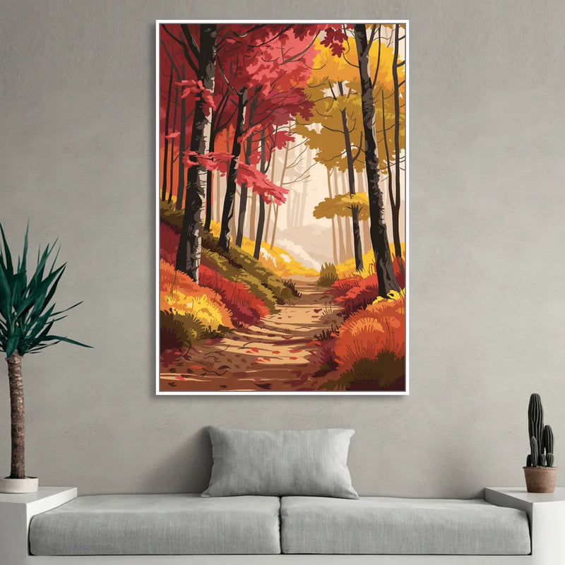 Rochester Autumn Foliage Sitting Room - White Canvas Wall Art