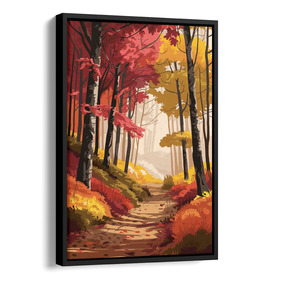 Rochester Autumn Foliage Side - Black Canvas Wall Art