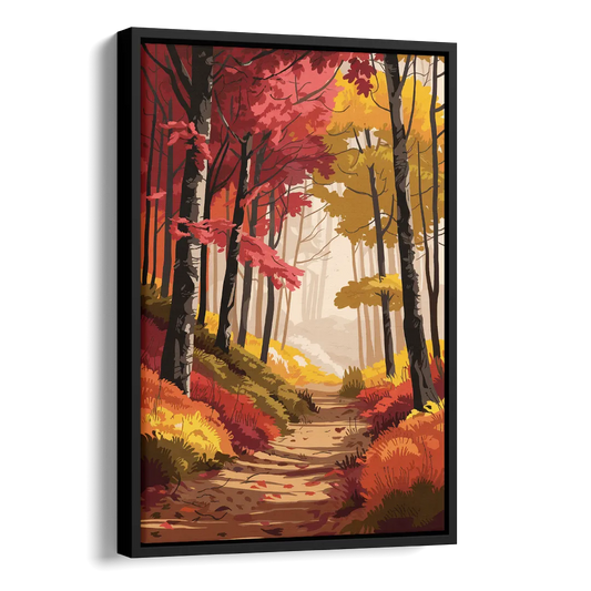 Rochester Autumn Foliage Side - Black Canvas Wall Art